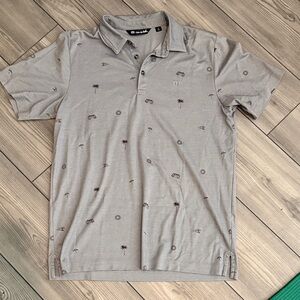 Travis Mathew Light Gray Polo with Palm Tree Design